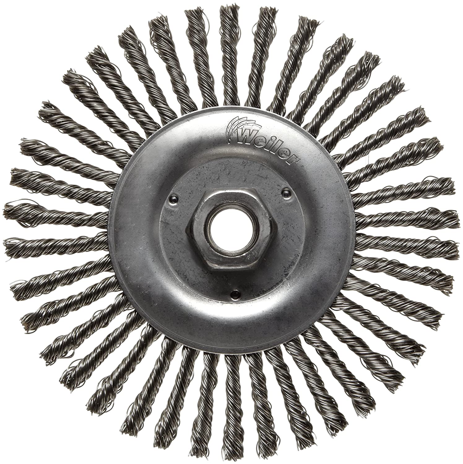 Weiler 08786 Roughneck Jr. 6" Root Pass Weld Cleaning Brush, .020" Stainless Steel Wire Fill, 5/8"-11 Unc Nut