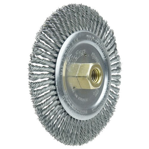 Roughneck Jr. 6" Filler Pass Weld Cleaning Brush, .023" Steel Wire Fill, 5/8"-11 UNC Nut (08916)