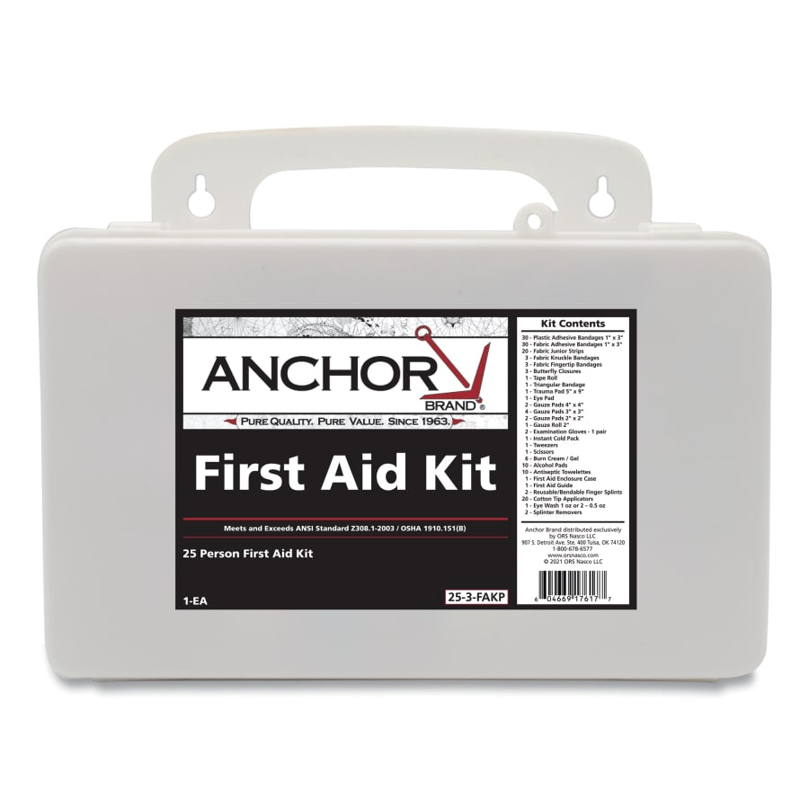 Anchor 25 Person First Aid Kit, Plastic Case, Wall Mount (25-3-FAKP)