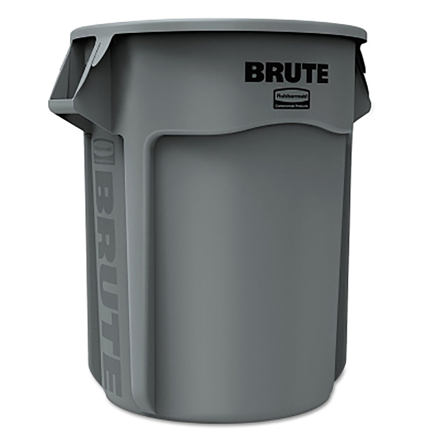 Rubbermaid Commercial Brute 55 Gal. Gray Round Vented Trash Can with Lid (FG265500GRAY)