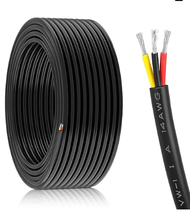 14 Gauge 3 Conductor Electrical Wire, 32.8FT Black Stranded 14/3 Wires