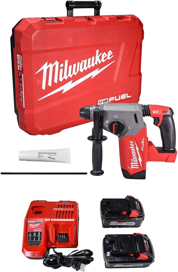 Milwaukee  M18 FUEL 18V Lithium-Ion Brushless 1 in. Cordless SDS-Plus Rotary Hammer Kit with Two 6.0 Ah Batteries, Hard Case (2912-22)