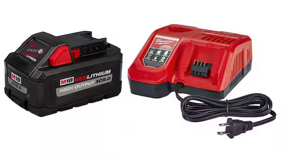 Milwaukee M18 18-Volt Lithium-Ion High Output Starter Kit with One 8.0 Ah and One 6.0 Ah Battery, Rapid Charger and Bag (48-59-1880)