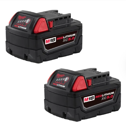 Milwaukee  M18 18-Volt Lithium-Ion XC Extended Capacity 5.0 Ah Battery Pack (2-Pack) 48-11-1852