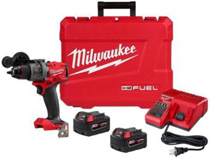 Milwaukee  M18 FUEL 18V Lithium-Ion Brushless Cordless 1/2 in. Hammer Drill Driver Kit with Two 5.0 Ah Batteries and Hard Case (2904-22)