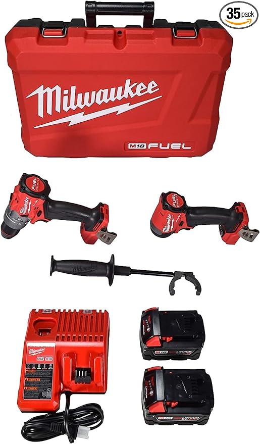 Milwaukee M18 FUEL 18V Lithium-Ion Brushless Cordless Hammer Drill and Impact Driver Combo Kit (2-Tool) with 2 Batteries 3697-22