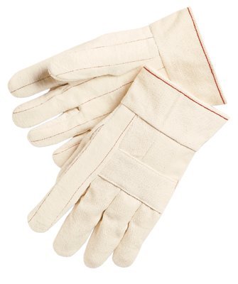 Mcr Safety Canvas Double Palm And Hot Mill Gloves, Cotton/Unlined, Beige, Large - 12 per DOZ - 9124K