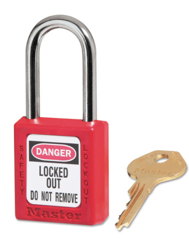 Master Lock 470-410RED Government Safety Lockout Padlock, Zenex, 1 1/2", Red, 1 Key