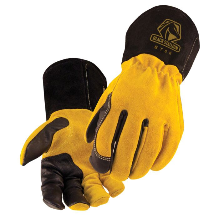 Black Stallion BT88-SM BSX Grain Kidskin/Cowhide Tig Welding Gloves, Size Small