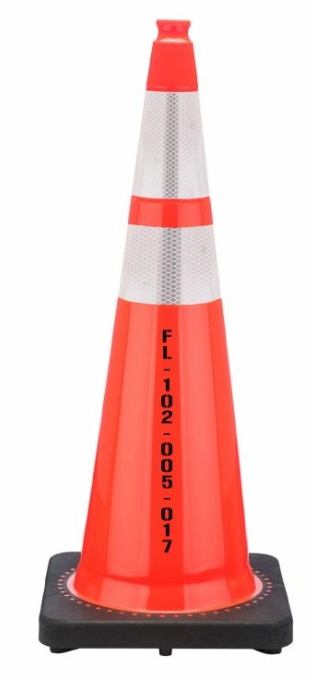 UAT Supply Road Cone 36" Rubber Reflective 12lb Base FDOT (NG3M36-12FDOT(FL)