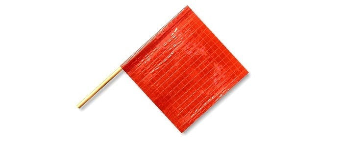 Dicke Safety Red Reflective Flag 24" w/ 36" Wood Staff 2036-24SBR