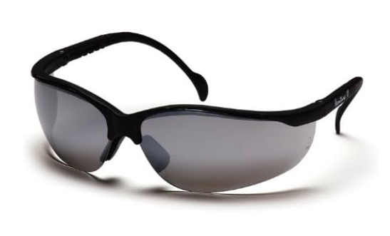 Pyramex Venture Ii Safety Eyewear, Silver Mirror Lens With Black Frame In A Clamshell (SB577OD)