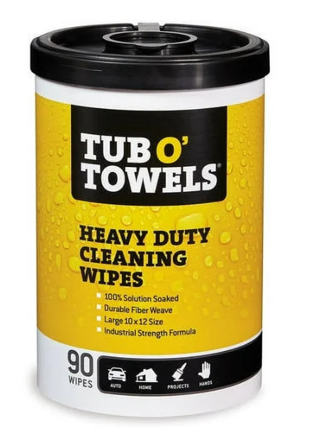 Tub O Towels Heavy-Duty 10" x 12" Size Multi-Surface Cleaning Wipes, 90 Count Per Canister