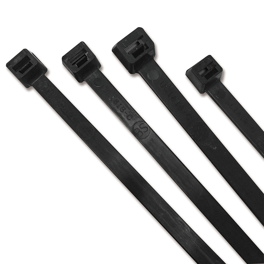 Anchor Brand UV Stabilized Cable Ties, 50 lb Tensile Strength, 11.1 in L, Black, 100 Ea/Bag (102-1150UVB)