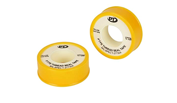 Gas Line PTFE Thread Sealant Tape, 1/2 in x 260 in, Yellow, Full Density (102-1/2X260PTFE-YEL)