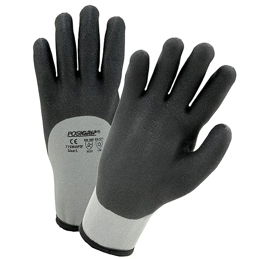 West Chester 715WHPTF S Full Dip Double Layer Glove, Small, Black Gray (Pack of 12)