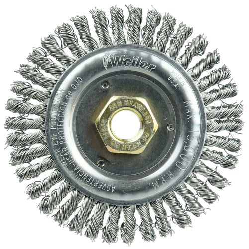 Weiler 13238 Roughneck Jr. 4-1/2" stringer bead wire wheel, .020" stainless steel fill, 5/8"-11 UNC nut