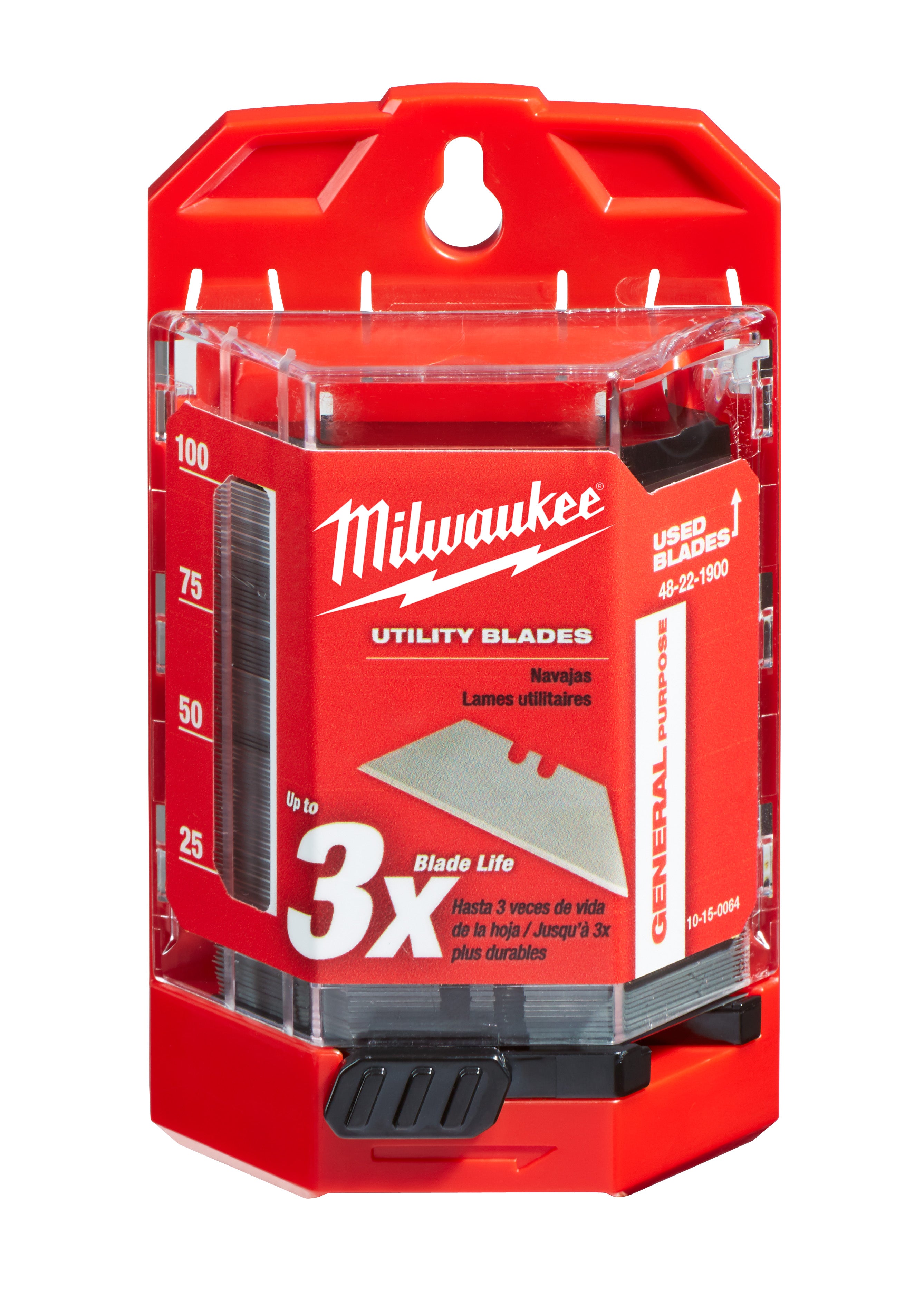 Milwaukee 48-22-1900 General Purpose Utility Knife Blades w/Dispenser (100pc)