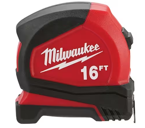 Milwaukee  48-22-6616 Compact 16 ft. SAE Tape Measure with Fractional Scale and 8 ft. Standout