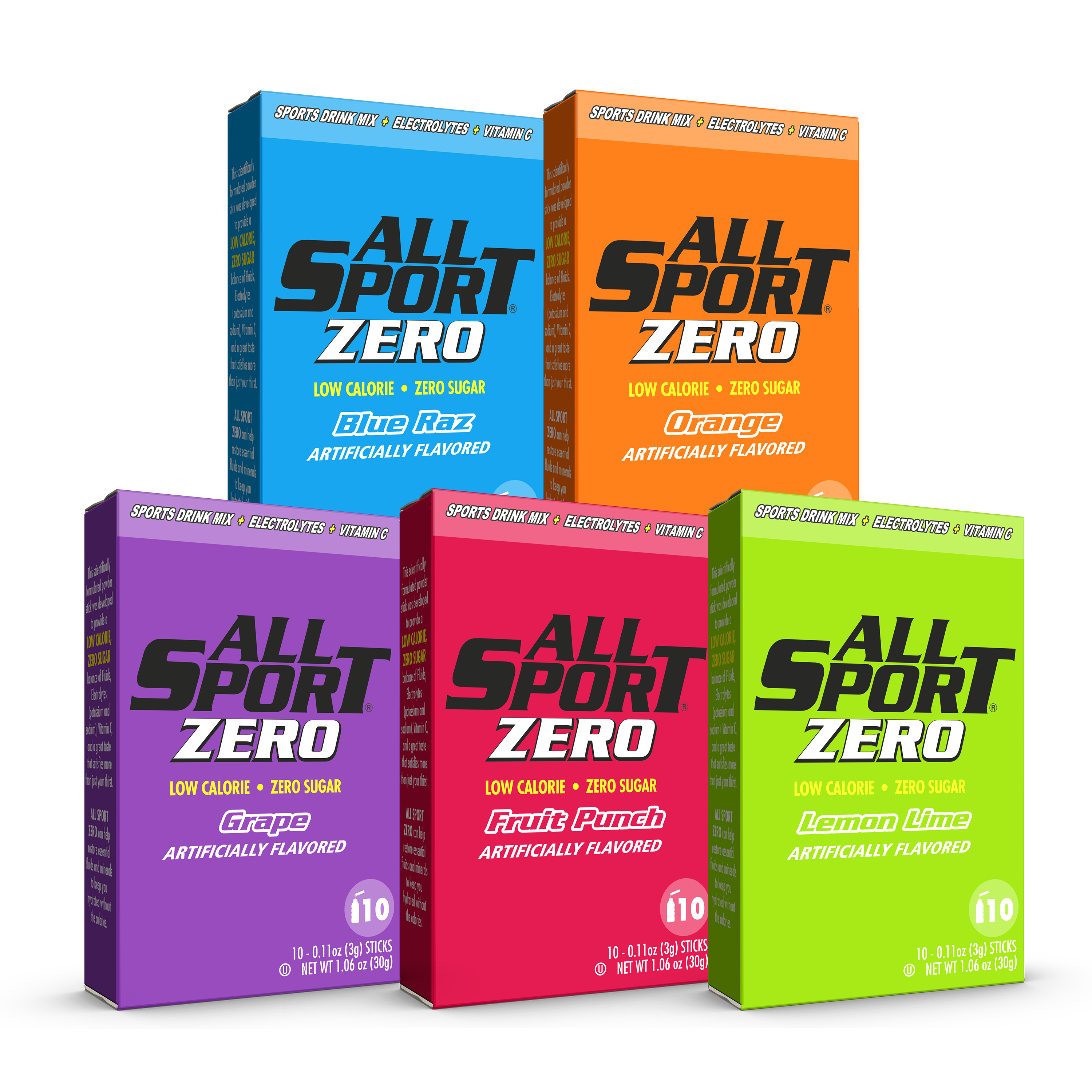 AllSport 41115 Water Additive Variety Pack (Electrolyte Drink) 10 Sticks/Pack, 15 Packs/Case, Zero Sugar