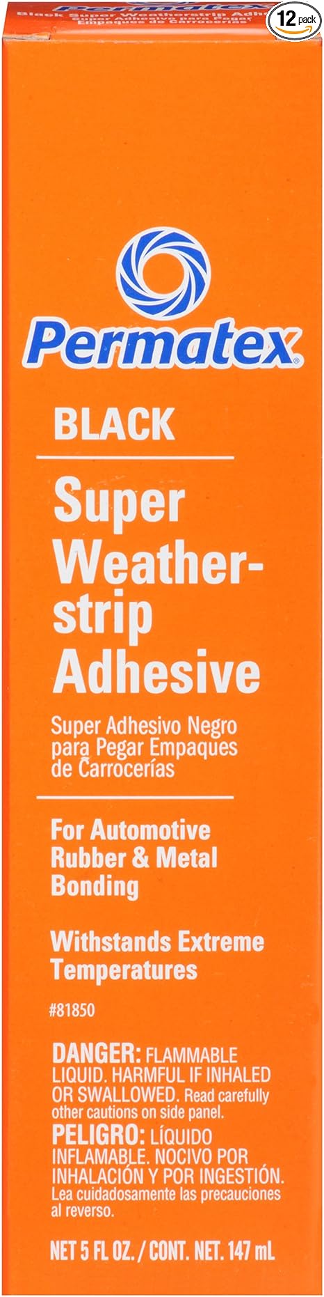 Permatex 81850-12PK Black Super Weatherstrip Adhesive, 5 oz. (Pack of 12)