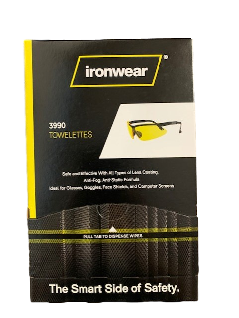 Ironwear 3990 Disposable Lens Antifog Cleaner Towelettes 100/Box