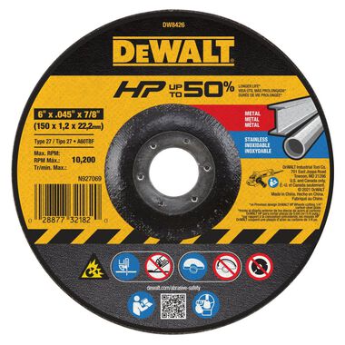 DEWALT DW8426 6-Inch by 1/16-Inch by 7/8-Inch Metal/INOX Cutting Wheel