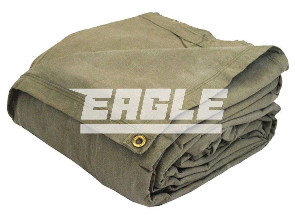 Flame Retardant 8' X 10' Olive Drab Green FR Canvas Tarp (CAN-FR-0810)