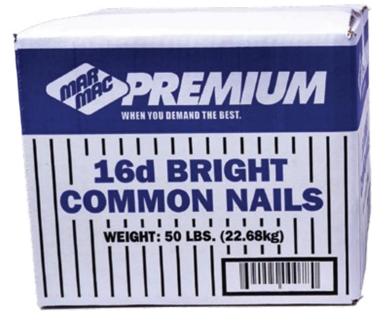 MAR-MAC 16D Bright Common Nails, 50 lb. Box (PRNCBRB16DBX)