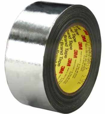 3M™ High Temperature Aluminum Foil Glass Cloth Tape 363, Silver, 1/2 in x 36 yd, 7.3 mil, 72 Roll/Case