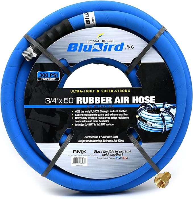 Blubird Pro Jackhammer Hose 3/4" x 50 Ft 300 PSI w.p. (BBJH3450)