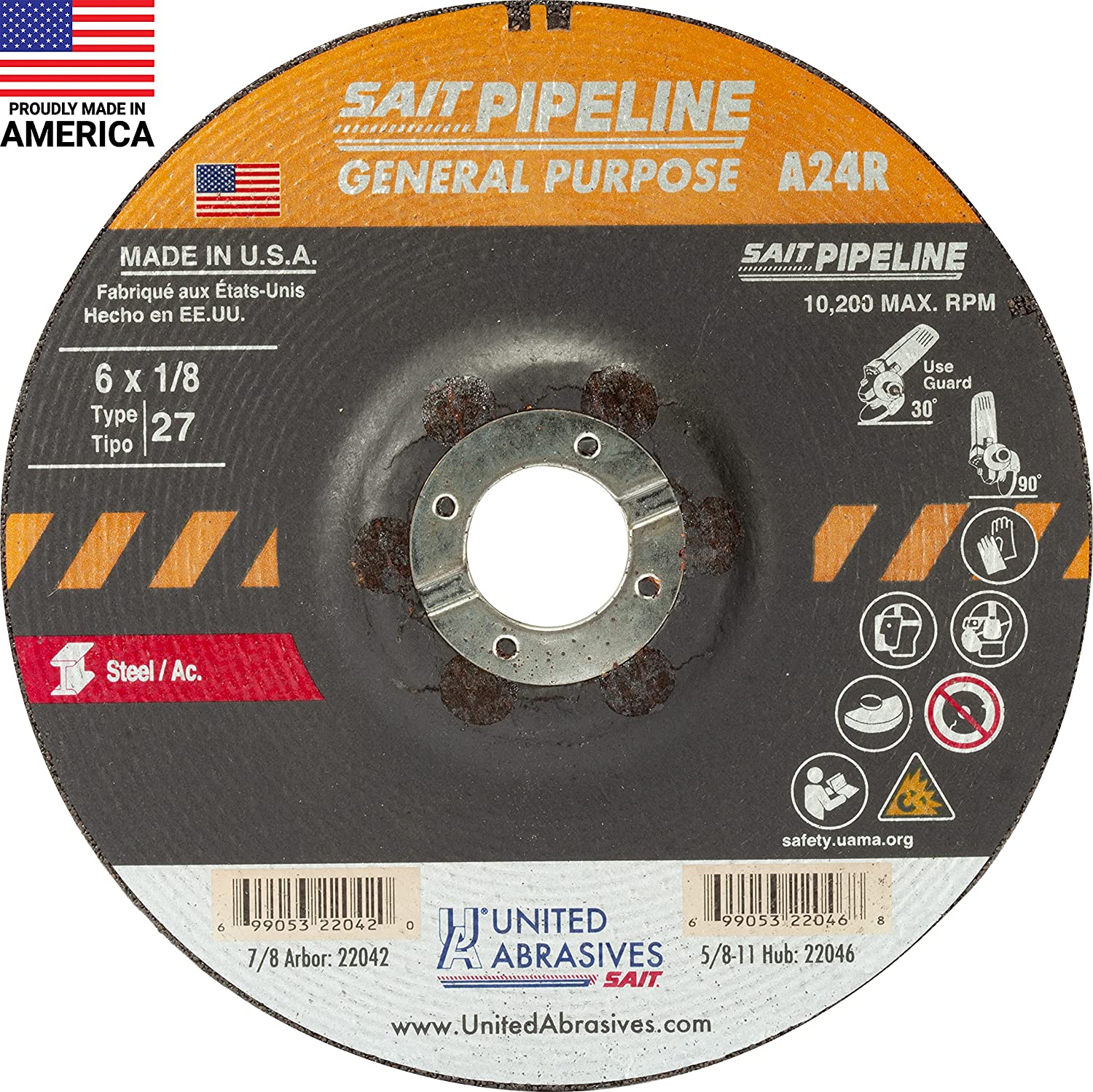 United Abrasives Grinding Wheel- 6x1/8x7/8 Pipeline 22042