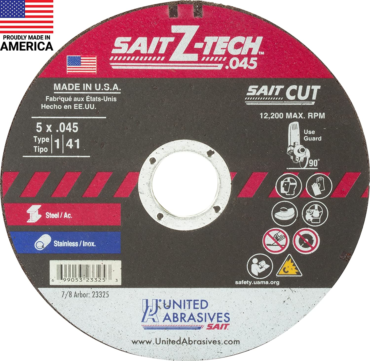 United Abrasives Cut-Off - Type 1 5 x .045 x 7/8 Z-Tech (23325)