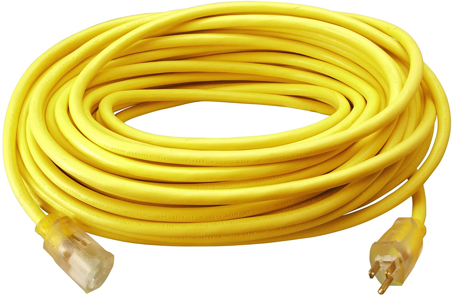 Yellow STJW 15A Lighted Cord Set 12/3 100' (74100) 2589SW0002