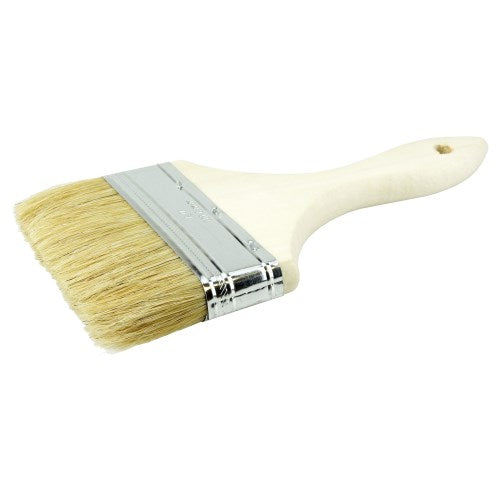 Weiler  4" Vortec Pro Chip & Oil Brush, 3/8" Thick, White Bristle, 1-3/4" Trim Length, Wood Handle 40185