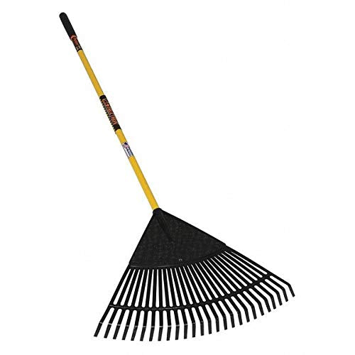 Leaf Rake, 26 Tine 24" Poly Head, 51" Yellow Fiberglass Handle