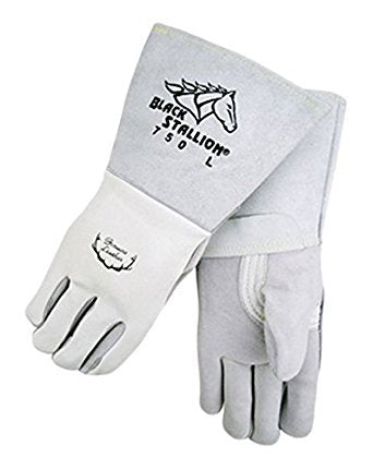 Revco Black Stallion 750 Pearl White Elkskin Stick Glove with Nomex Lined Back, Small