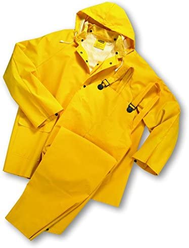 West Chester 4035FR Yellow PVC/Polyester Fire Resistant 3-Piece Rain Suit