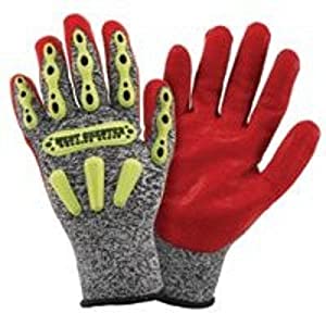 West Chester 713SNTPRG R2 FLX Protection Gloves - XX-Large, Red, Nitrile Coating Gloves with TPR finger, Hand & Knuckle Guards, Rib Knit