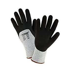 West Chester Men's Thermal Sandy Nitrile Dipped Winter Work Gloves, Acrylic Lined, Water Resistant, Abrasion Resistant, Cold Weather Protection, Black/Gray, Large