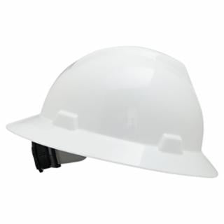 MSA V-Gard Protective Hats 454-475369 Fas-Trac Ratchet, Slotted Hat, White