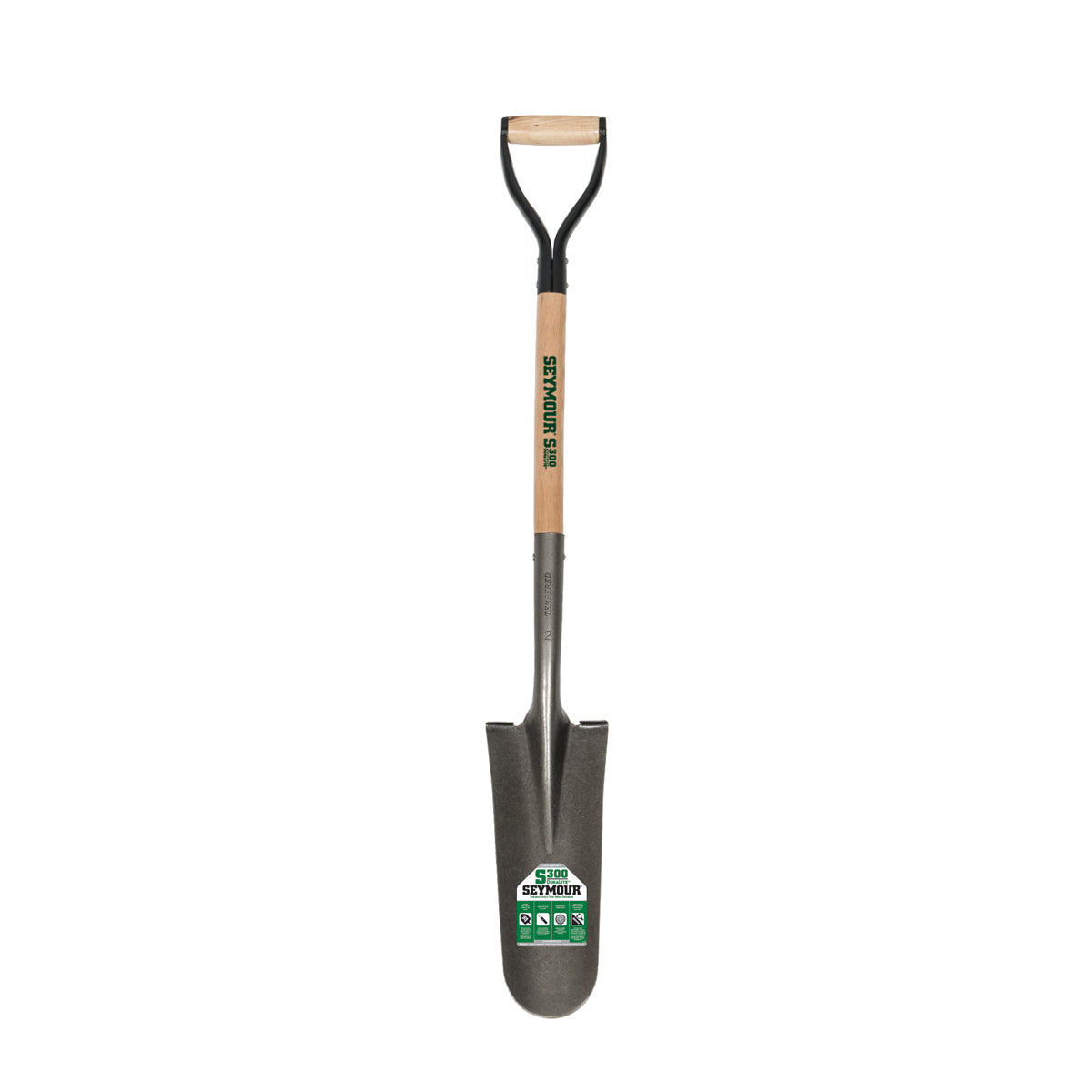 Seymour Drain Spade, 14" Head, 26" Hardwood Handle, Steel D-Grip (49137)