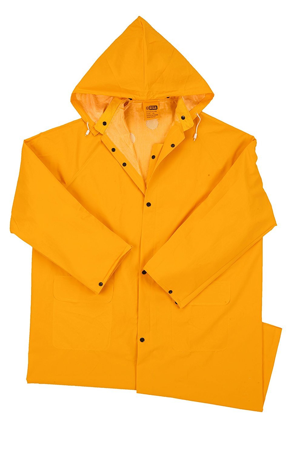 West Chester 4148 PVC Polyester Raincoat – XXX-Large, Safety Wear Raincoat with Snap Front Closure, Detachable Hood, Corduroy Collar