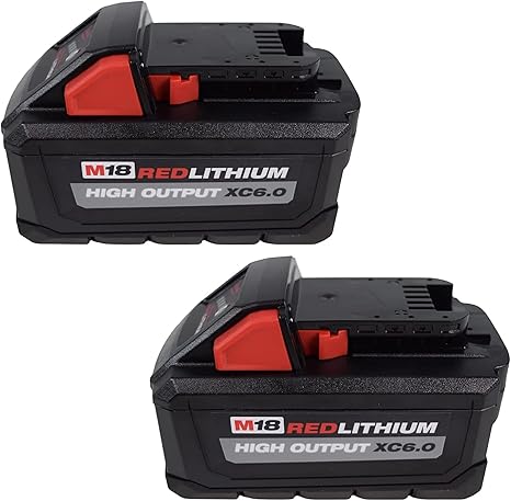 Milwaukee Tool 48-11-1862 M18 Lithium-Ion High Output 6.0Ah Battery Pack (2-Pack)