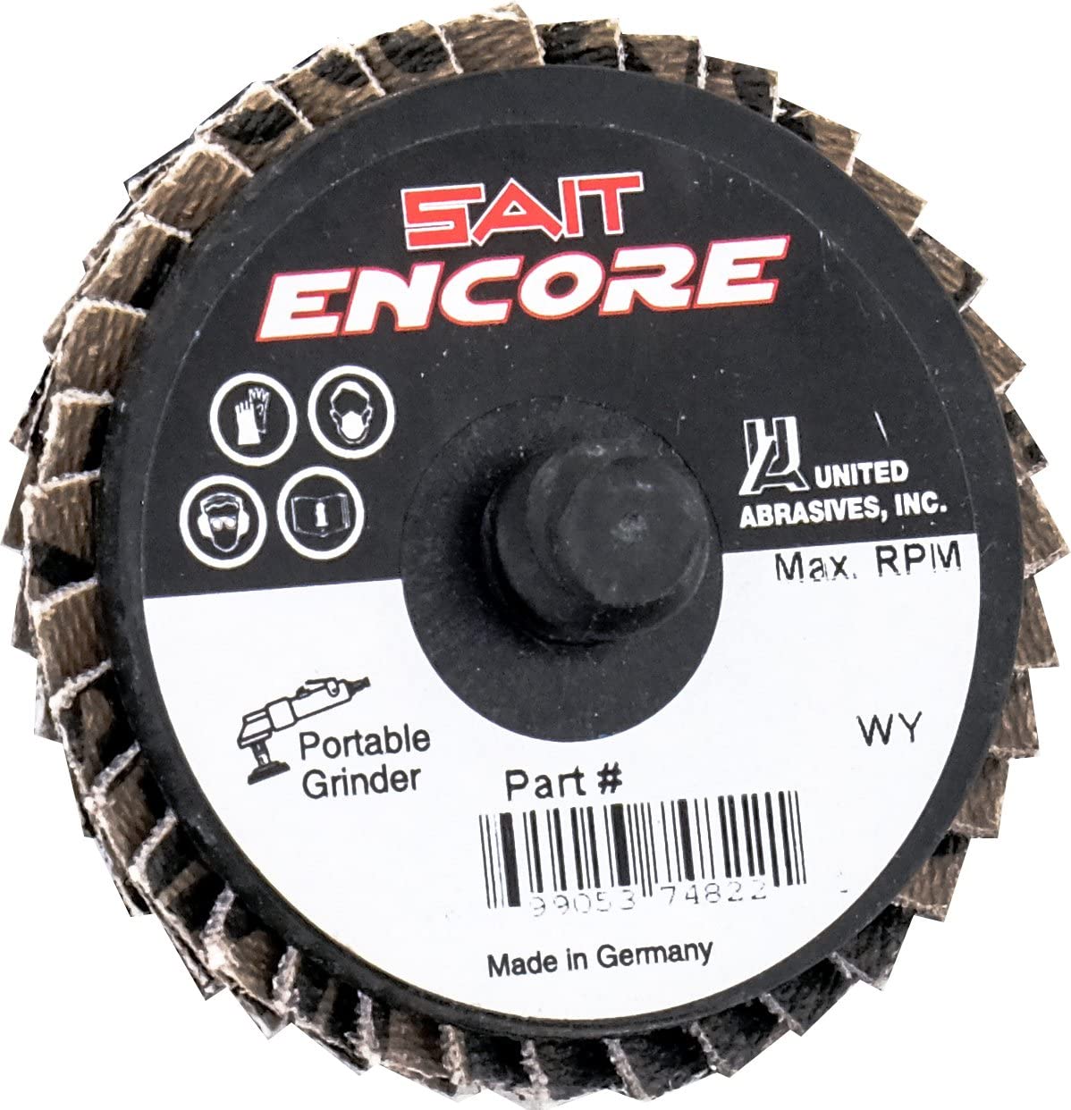 United Abrasives-SAIT 74833 Mini Encore Flap Disc, Saitlok-R, 3 "80 grit, 10 per case