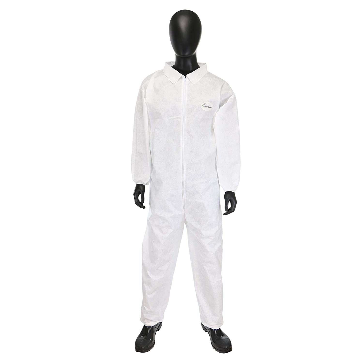 West Chester C3802 POSIWEAR M3 White Disposable Coveralls, Elastic Wrist & Ankles, Collar