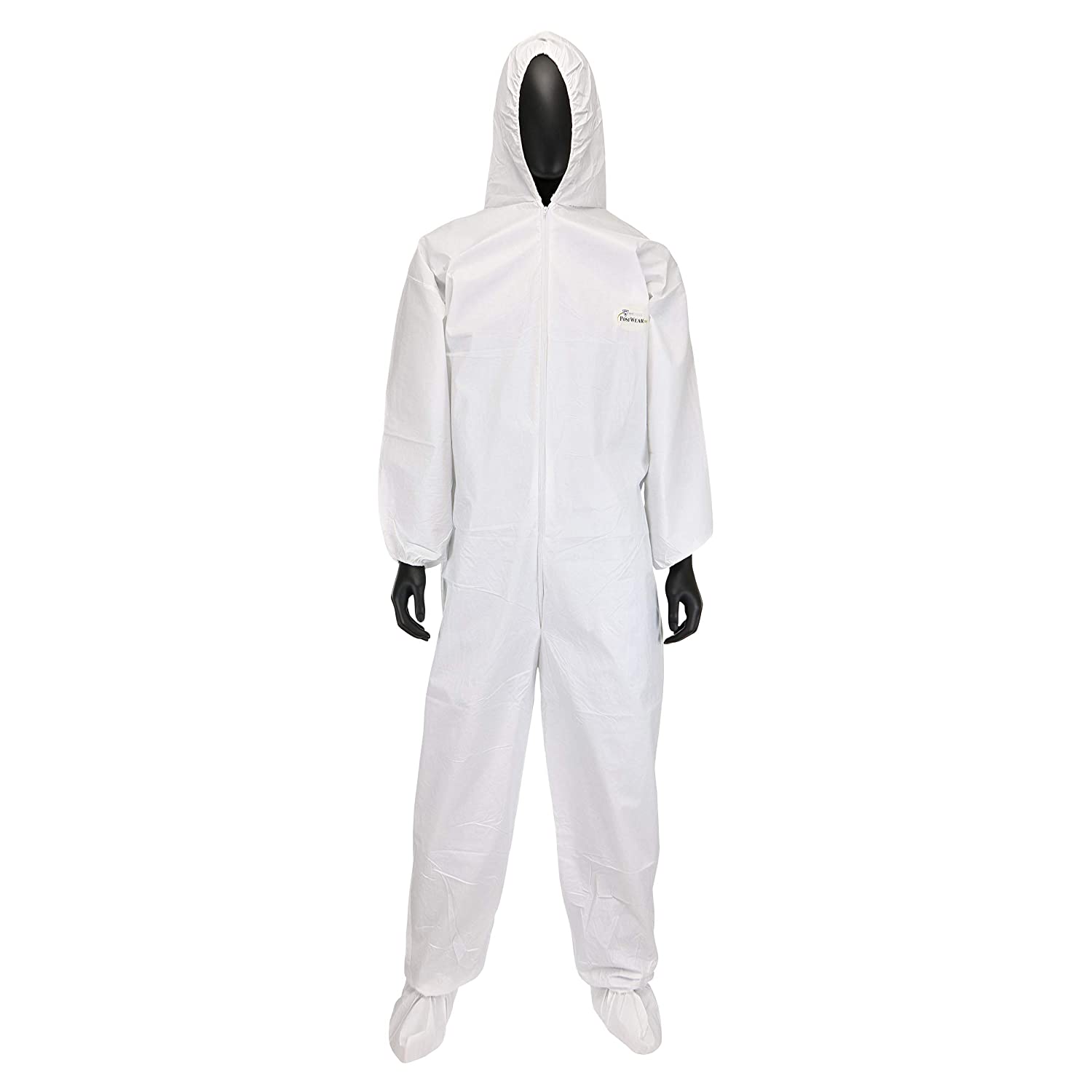 West Chester PosiWear BA 3609 Disposable White Hooded Coveralls with Elastic Wrists and Ankles (Case)