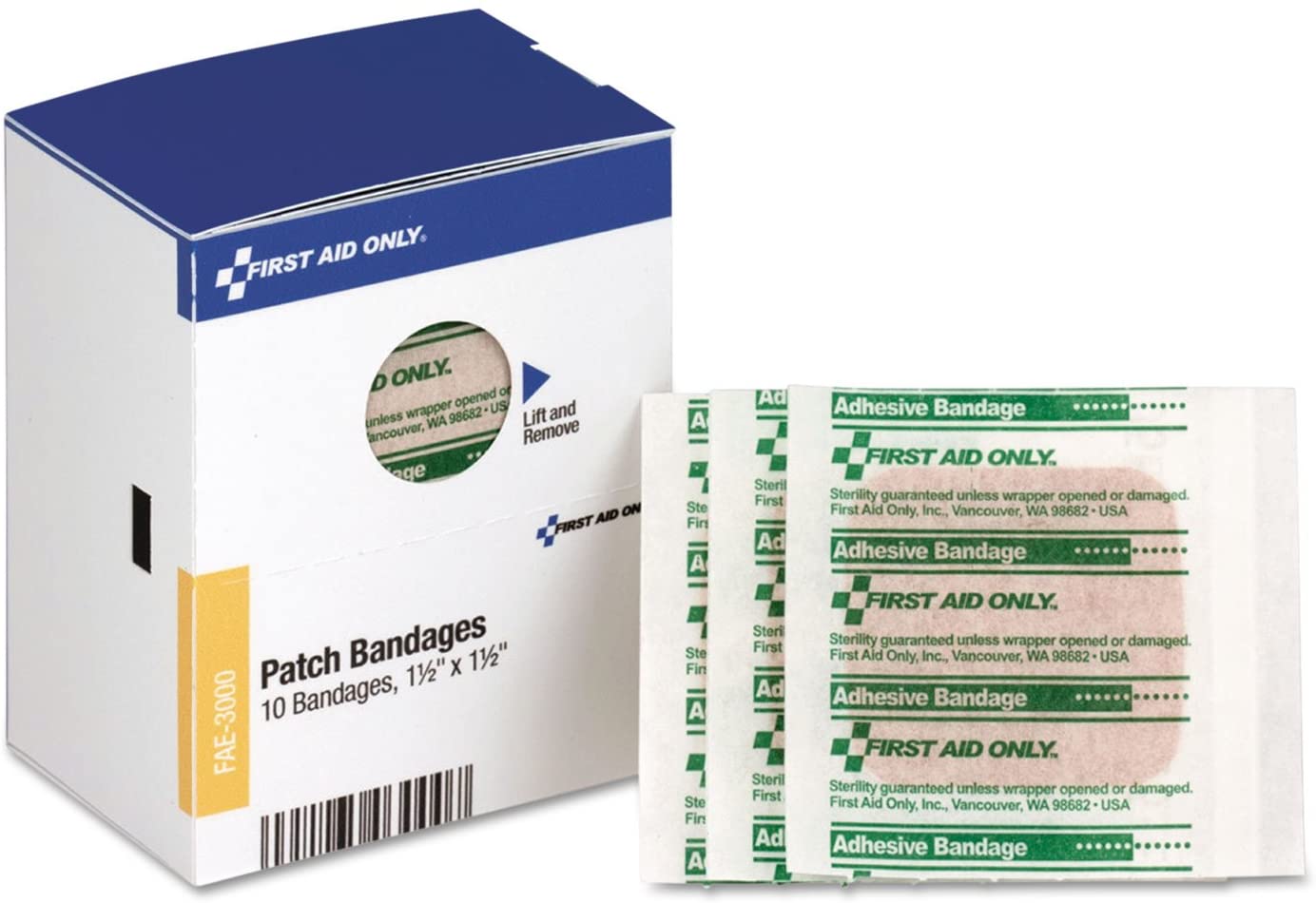 First Aid Only® SmartCompliance™ FAE-3000 10-Piece Patch Bandage Refill, Plastic