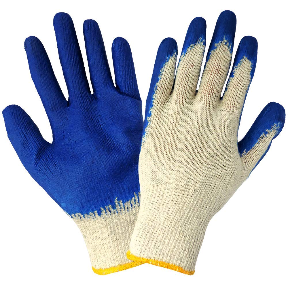 Global Glove String Knit Rubber Dipped Gloves S966, Large, 12 pairs