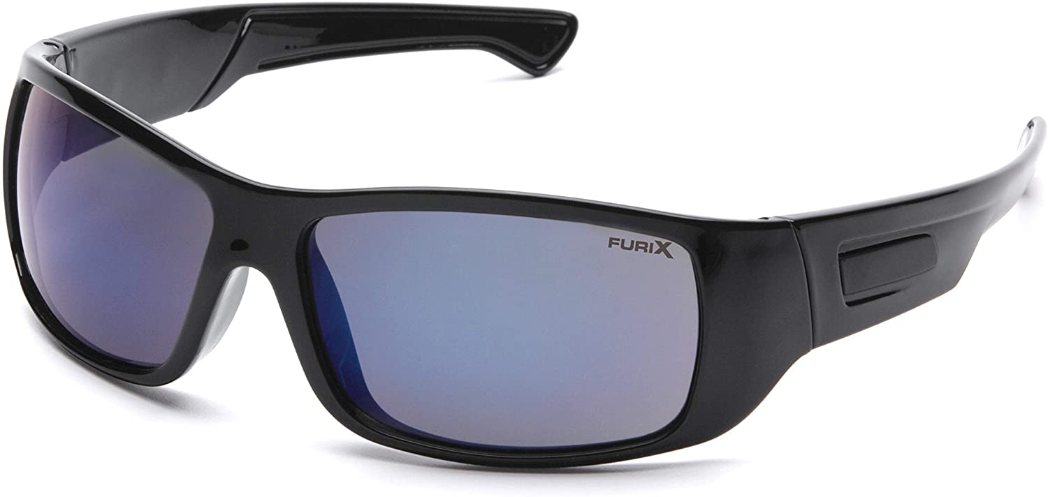 Pyramex SB8575DT Furix Safety Glasses - Black Frame - Blue Mirror Anti-Fog Lens